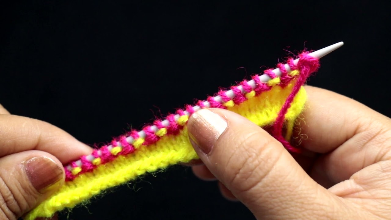 दो सलाई में दो रंगों की बुनाई | Two Colour Knitting Design For Sweater/Ladies Cardigan/Baby Sweater