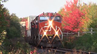 Huge Underpowered Stack Train CN 120 at Painsec Junction - Moncton, NB