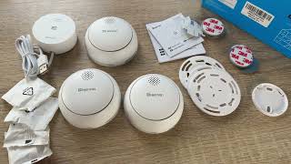 Heiman Smart Smoke Detector Set of 3 with Gateway &amp; App Control unboxing &amp; instructions
