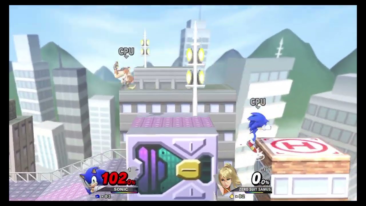 Super Smash Brothers Ultimate - Sonic vs Zero Suit Samus - ai vs ai - 99 stock