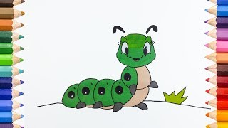 Draw and Color Bug Coloring Page and Learn Colors for Kids