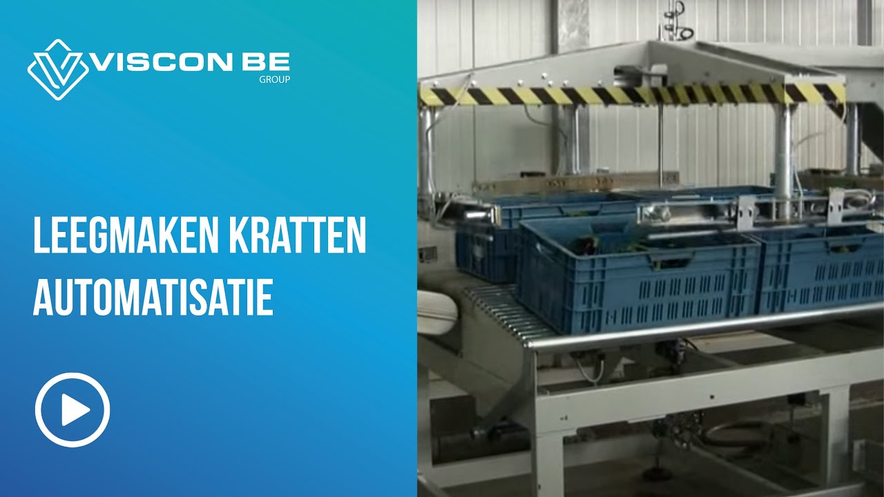 Leegmaken kratten - automatisatie / Emptying of crates - automation - Topa Jabbeke