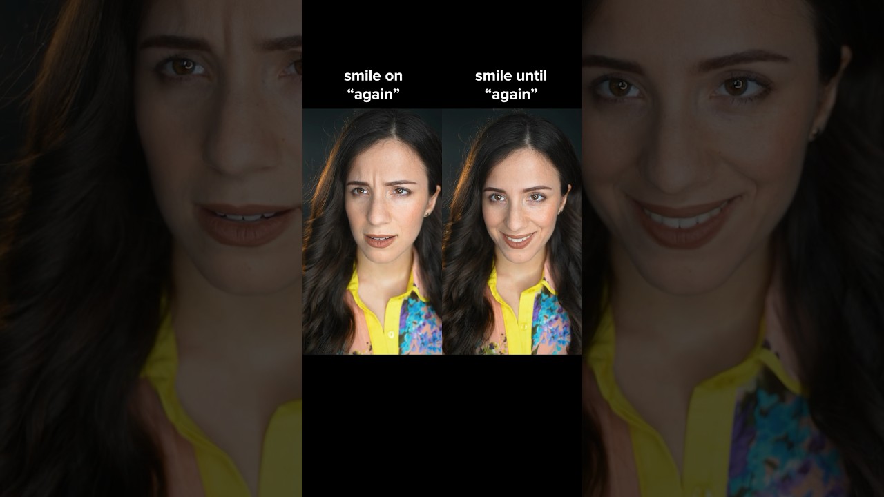 Smile on “again” vs stop smiling on “again” which one is better? Version 2 