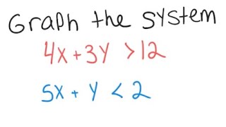 System of Inequalities: Graph the system 4x + 3y ＞ 12, 5x + y ＜ 2
