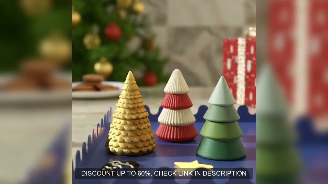 Nicole Christmas Tree Candle Jar with Lid Concrete Silicone Mold DIY Handmade Jesmonite and Cement C