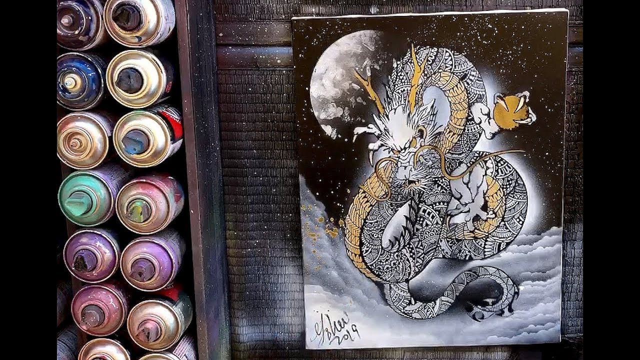 TOTEM DRAGON SPRAY PAINT ART by Spray Art Eden スプレーペイントアートエデン YouTube