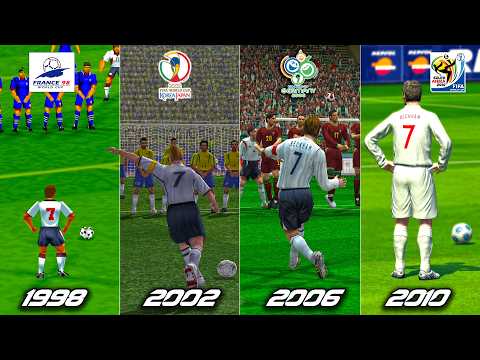 DAVID BECKHAM Free Kick in FIFA World Cup But Pro Evolution Soccer Version