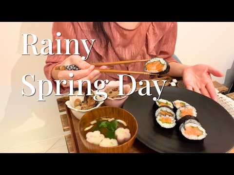 Making Spring Salmon Sushi Rolls on a Rainy Day