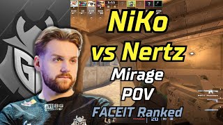 NiKo vs Nertz Mirage POV | FACEIT Ranked | Apr 19, 2024 #cs2 #demo #g2 #pov