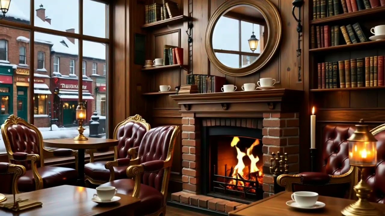 Cozy Winter Coffee House Ambience ☕ | Gentle Piano Jazz to Unwind