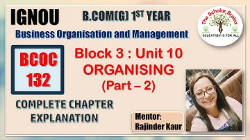 IGNOU BCOMG 1st year BCOC 132 Business organisation and management Block 3 Unit 10 Organizing