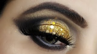 How to step by step  Indian / Asian  Bridal Eye makeup /  Gold glitter Cut crease screenshot 5