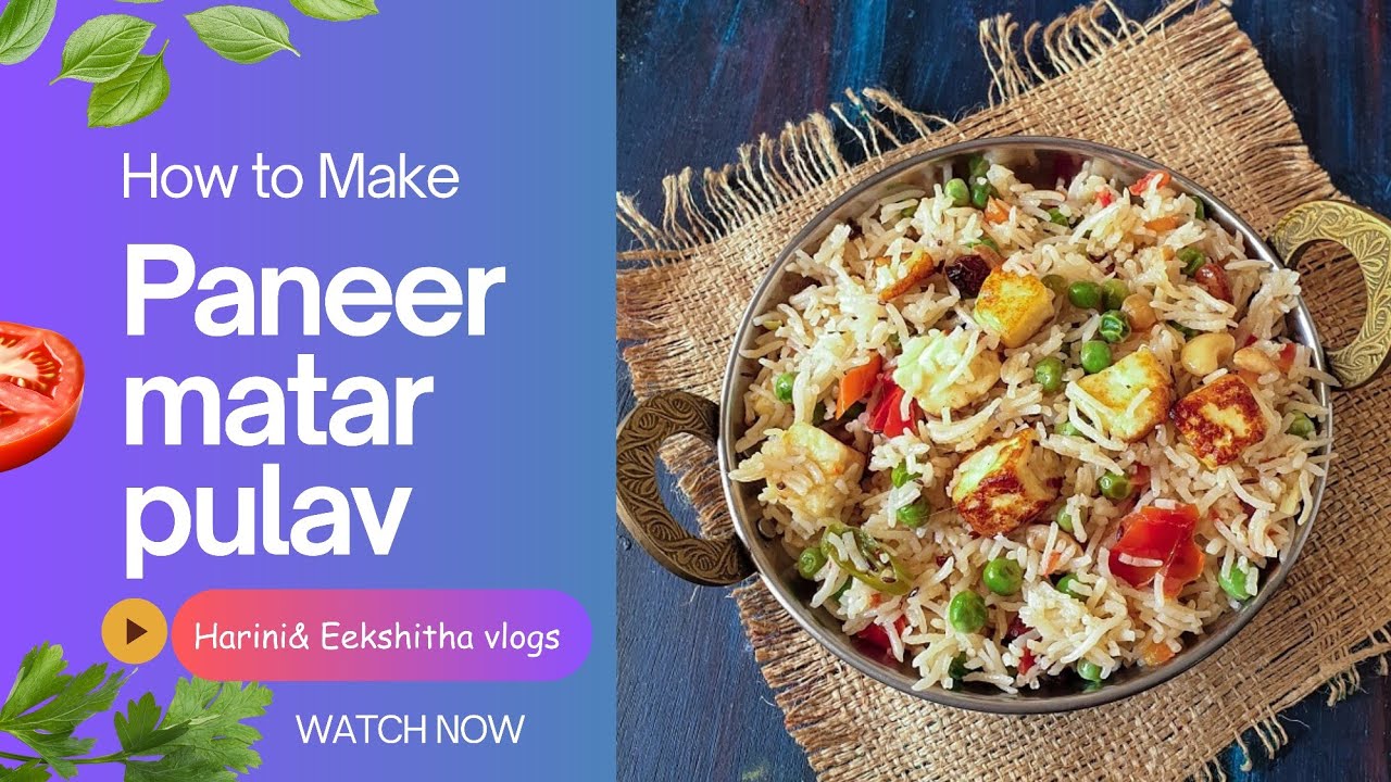 Paneer matar pulao#పన్నీర్ పులావ్# easy to cook.....