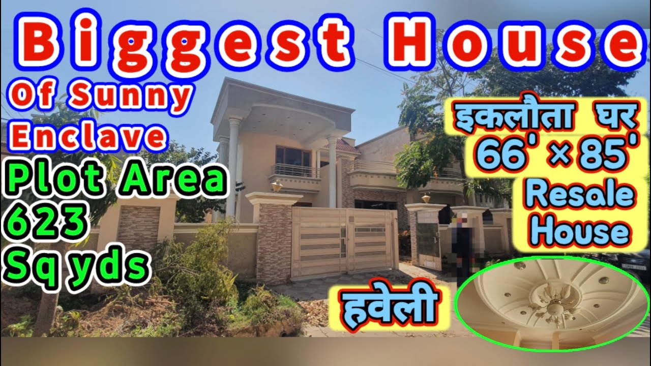 BIGGEST HOUSE Of SUNNY ENCLAVE हवेली 623 Sq Yds Double 6BHK, wide road Park North facing, Mohali