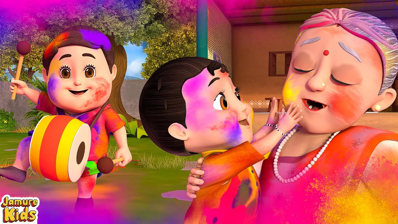 Holi Ayi Re 🔴🟡🟣 | होली आई रे | Happy Holi 2025 | Hindi Nursery Rhymes Cartoon | Jamure Kids