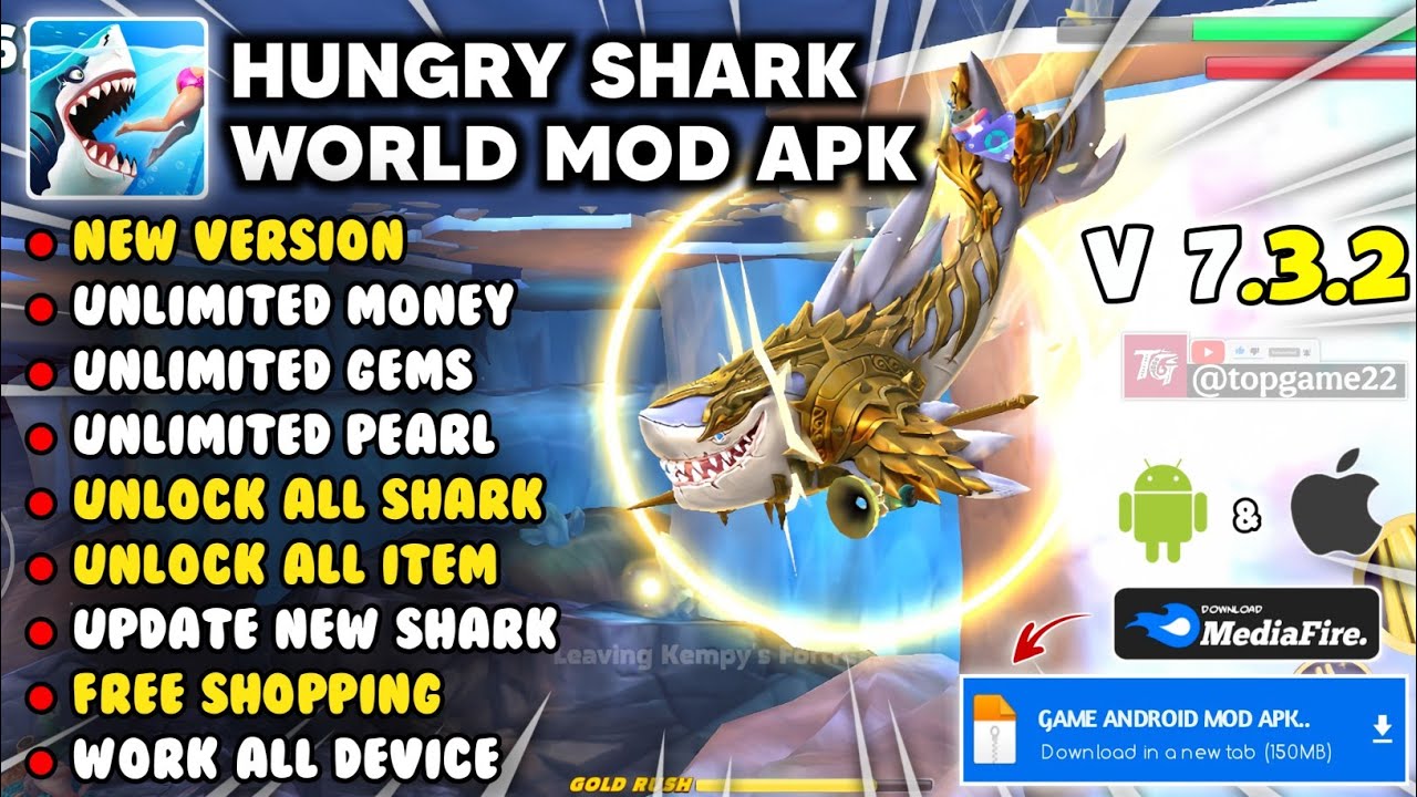 HUNGRY SHARK WORLD MOD APK 7.3.2 NEW 2025 - Unlimited Everything & Unlock All Shark