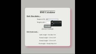 Build a BMI Calculator Using HTML CSS & JS |#Shorts #javascript #project #beginners #bmicalculator