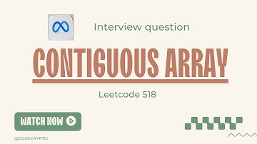 Contiguous Array - Leetcode 525 - Python | Facebook interview question