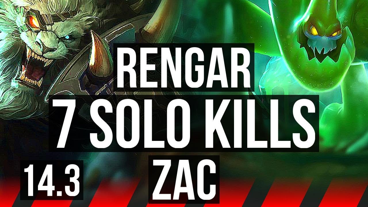 RENGAR vs ZAC (TOP) | 7 solo kills, 7/1/1, 500+ games, Dominating | EUW Master | 14.3