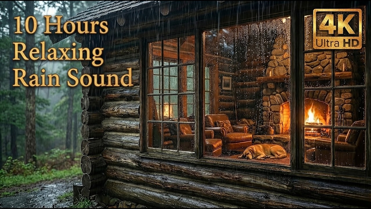 10 Hour Rainy Cabin Ambience | White Noise for Sleep & Relaxatio