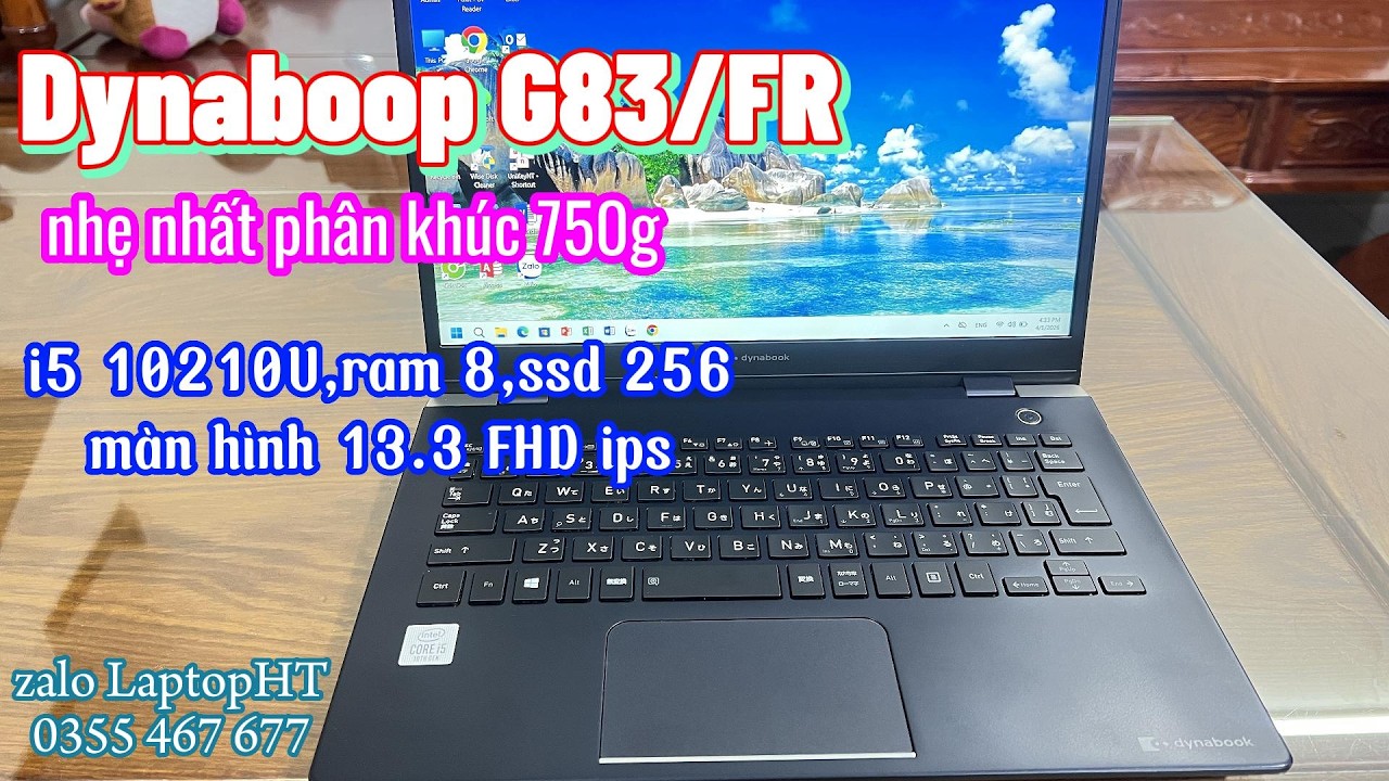 Laptop nhẹ 750g - Dynabook G83/FR i5 10210U,ram 8,ssd 256,màn 13.3