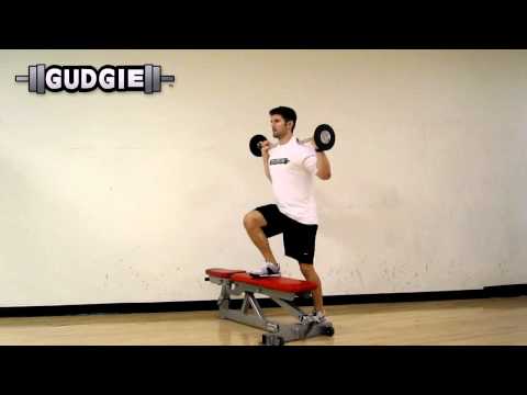 Barbell explosive step-ups alternating
