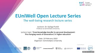 EUniWell Open Lecture Series | "‘From knowledge transfer to personal development" by György Purebl screenshot 5