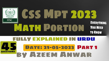 Math Portion CSS MPT 2023 Part 1 || CSS Screening Test Math Portion Fully Solved|| By Azeem Anwar||