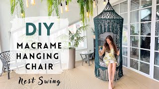 DIY Macrame Hanging Nest Swing │ สอนทำเก้าอี้แขวน Macrame │ เก้าอี้เปลญวน DIY