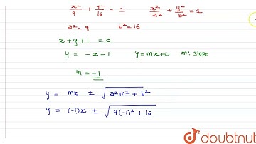 Equation of the tangents to the ellipse x^2/9 + y^2/16 = 1 which are parallel to the line x+y+1=...