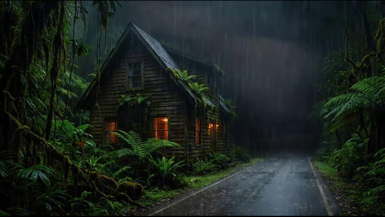 Warm Cabin in the Woods with Rain Sounds for Peaceful Deep Sleep