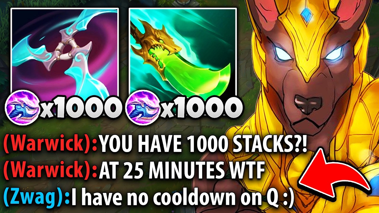 Nasus but my Q has legit no cooldown so I break the STACK RECORD! (UNLIMITED Q SPAM)