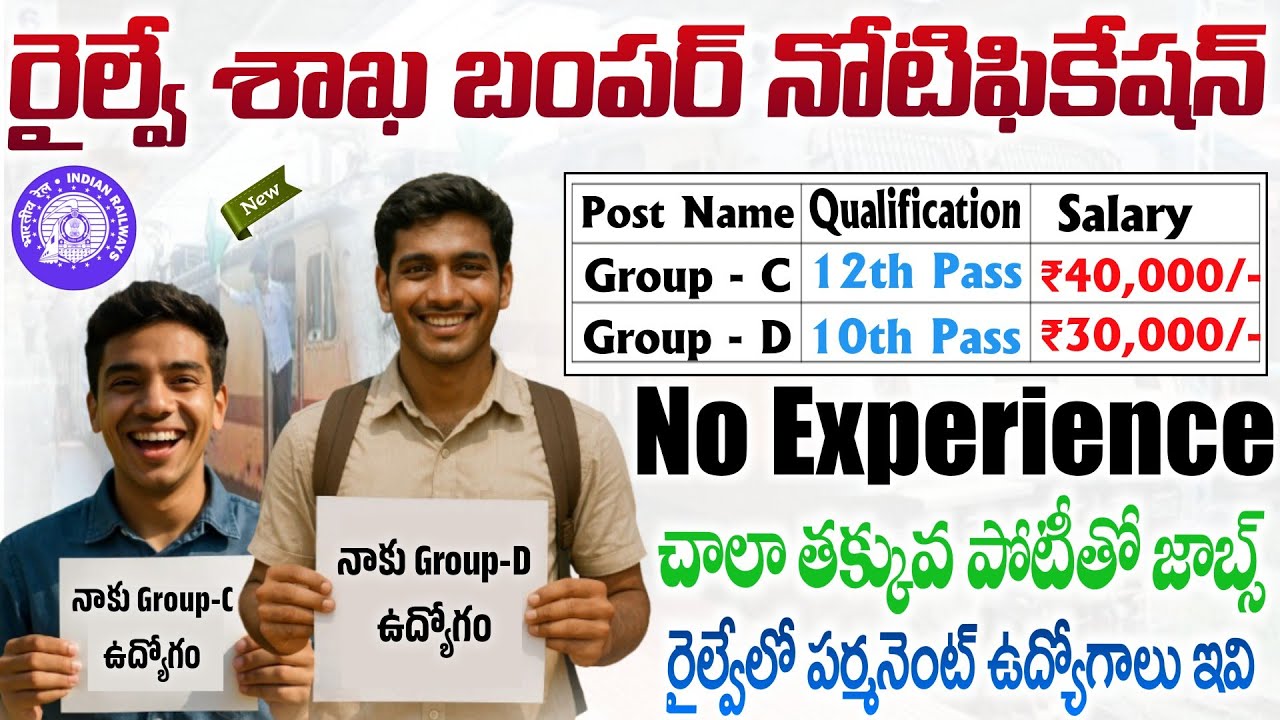 🔥రైల్వే లో Group-C/D ఉద్యోగాలకు బంపర్ నోటిఫికేషన్ వచ్చేసింది! 10th Pass Latest Railway Jobs 2025