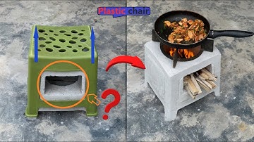 Hướng dẫn làm Bếp Củi từ Ghế Nhựa và Xi Măng | Cách làm bếp củi không khói tiết kiệm !