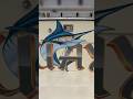 Painting a jumping marlin and the name of the boat &ldquo;Guayo&rdquo;🛥️  #painting #art #boat #marlin #mural