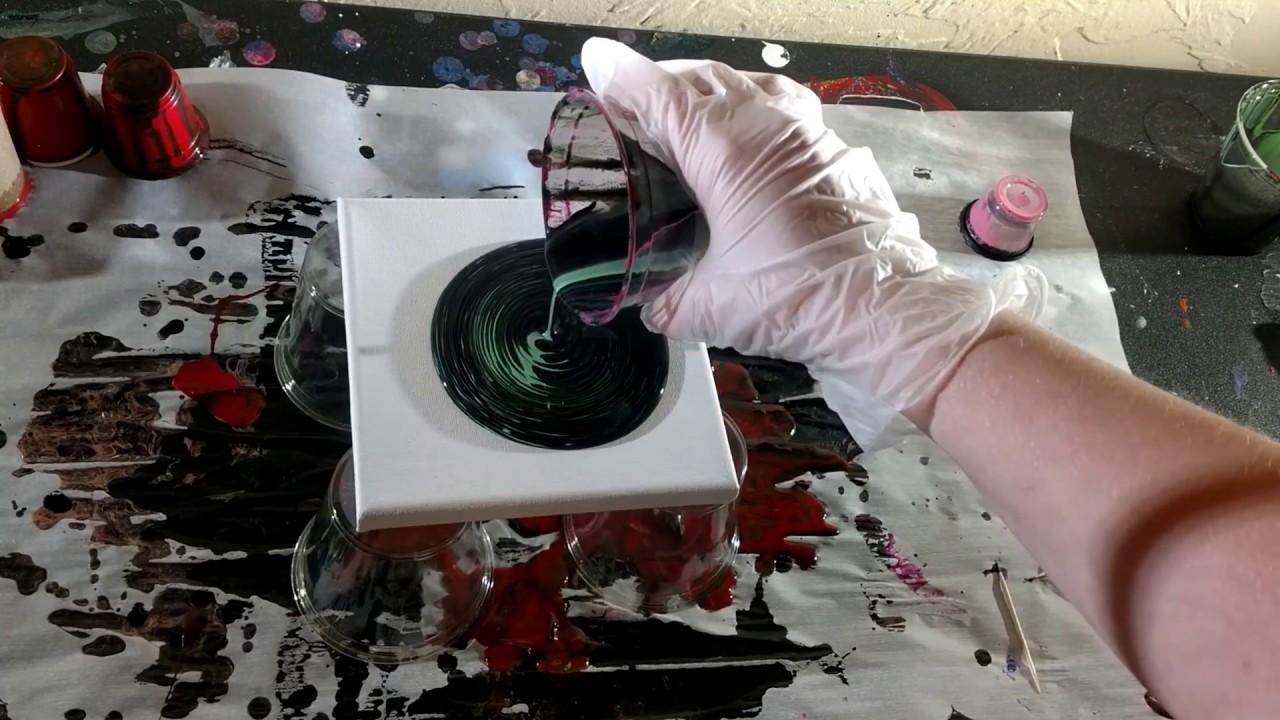 Left Over Acrylic Paint Pour - Tree Ring Style! - YouTube
