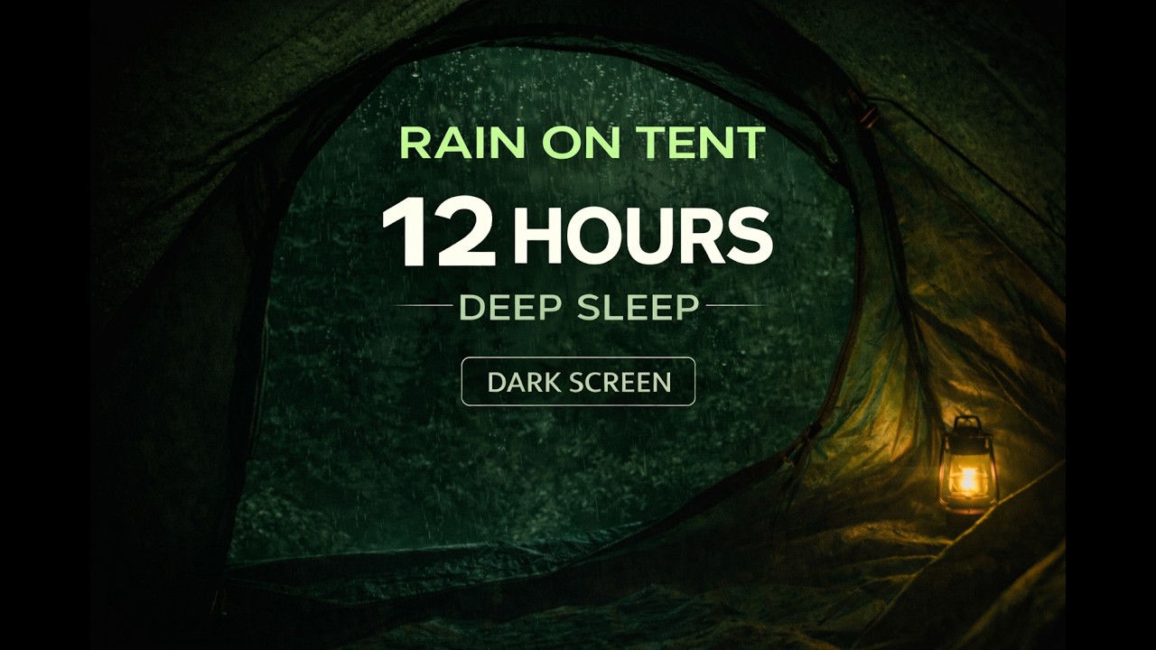 12 Hours Rain on Tent for Deep Sleep | Cozy Camping Storm | 4K Dark Screen | Sleep Sounds