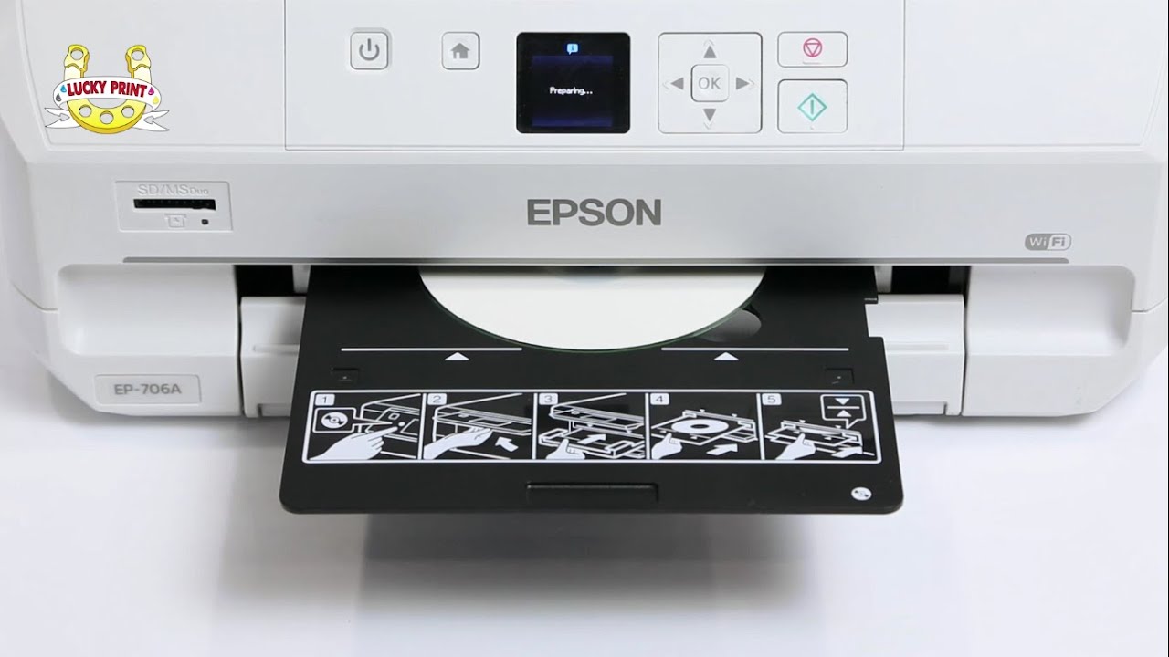 Печать на дисках на примере Epson EP-706A - YouTube