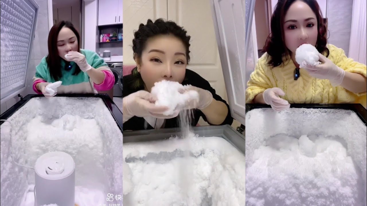 [BitesOnly] || Refrigerator Ice Eating Asmr 🤤😳 Squeaky Frosty Bites 🤤🤤 ||