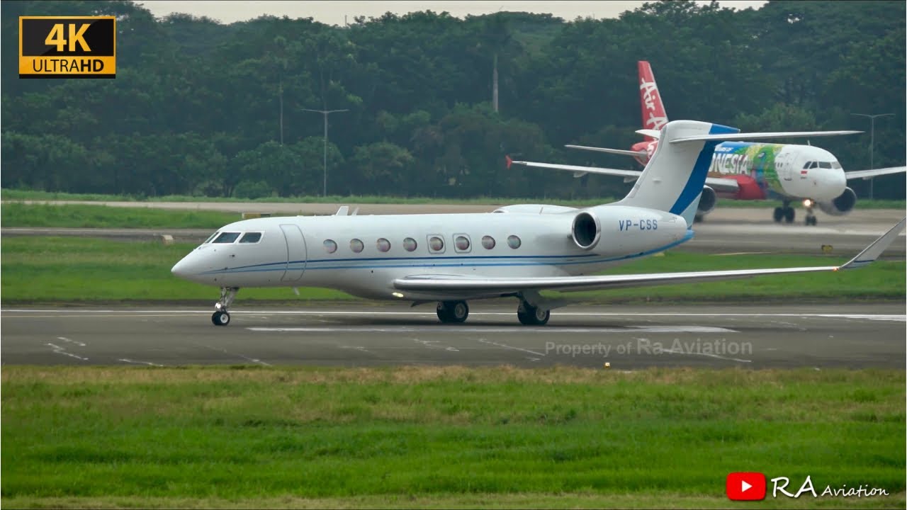 Suara MENGGELEGAR !! Pesawat Pribadi Gulfstream 650ER Take Off di Bandara Soekarno Hatta