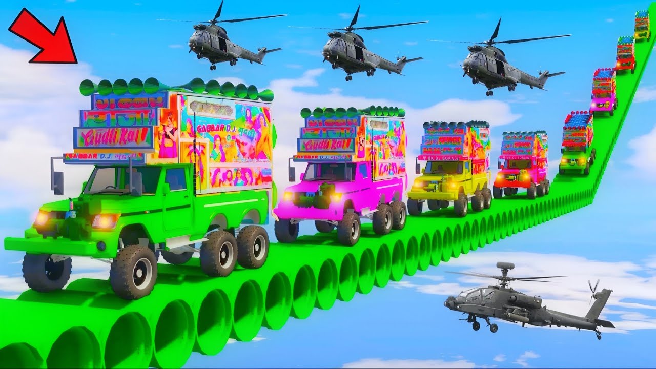 World's Highest 🤯 दुनिया का सबसे ऊंचा !! Super Mega Ramp 😵😱 Challenge !! Indian 11 Top DJ !! GTA-5 