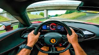 POV: 308km\/h on AUTOBAHN in our 1109hp Novitec Ferrari SF90 with sport exhaust system