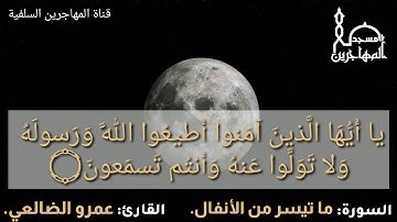 قرآءة طيبة مما تيسر من سورة الأنفال بصوت القارئ/ أبي عبد الله عمرو الضالعي.