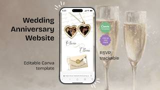 1st Anniversary RSVP Invitation, Black Bow Champagne Vow Renewal Canva Template, Elegant Wedding