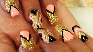 coffin nails gold shaped