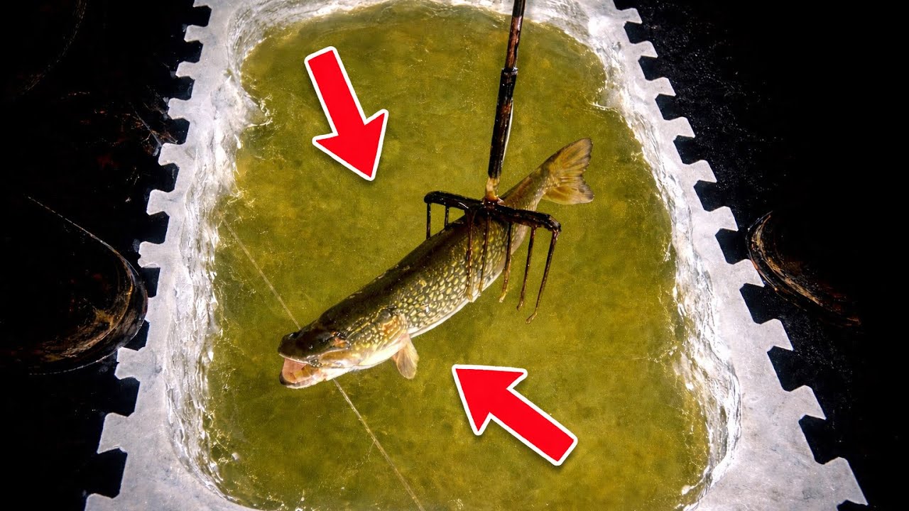 Охота на щуку с помощью остроги в округе Окленд, штат Мичиган, 2026 год - Подводный вид