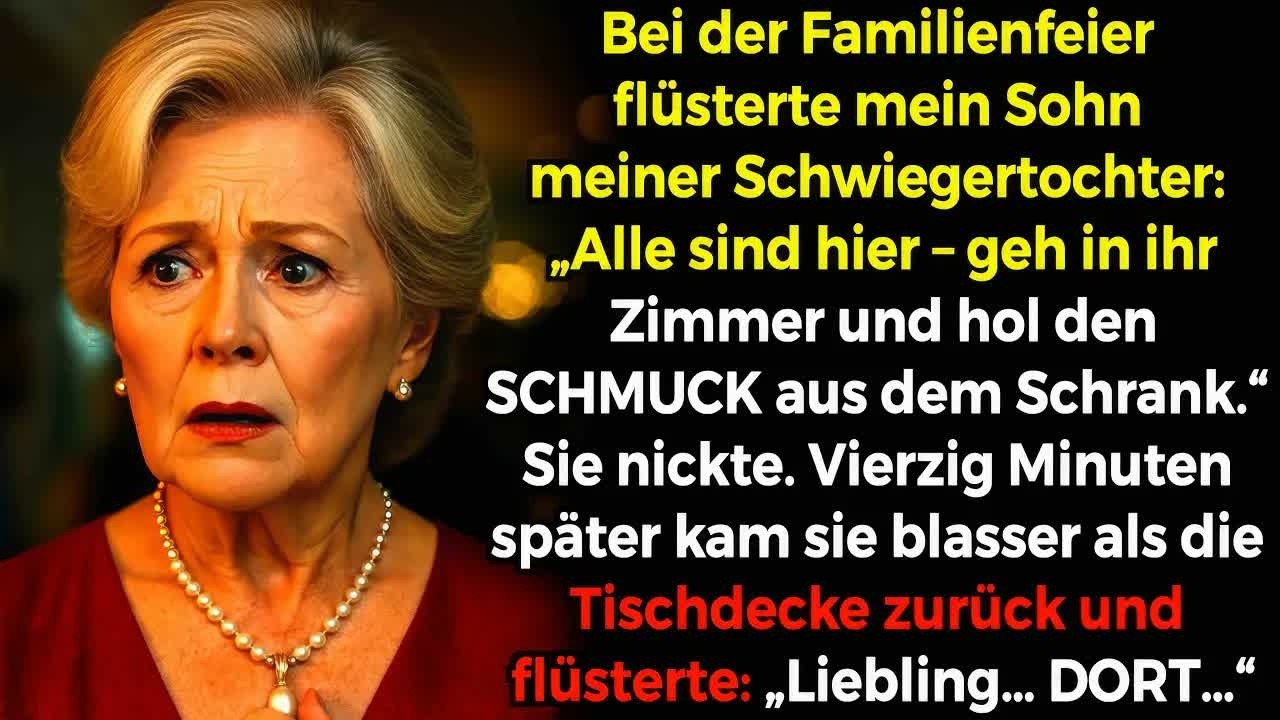 Beim Familienfest flüsterte mein Sohn Frank meiner Schwiegertochter etwas ins Ohr, und kurz darauf verschwand sie nach oben – direkt in mein Schlafzimmer. 40 Minuten später kam sie blass und mit...