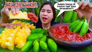 EAT PINEAPPLE RUJAK, BELIMBING WULUH, RAW BANANA,SPICY TERASI SAMBEL MUIBANG VEGETARIAN