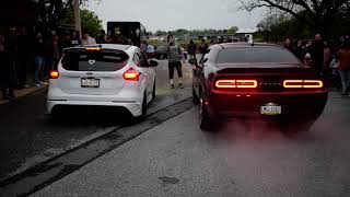 Street Distortionz Opener 4 27 24 Exhaust Contest   Round 12 Focus ST vs Challenger