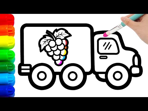 Meva yuk mashinasini qanday chizish va bolalar uchun rang berish.How to draw a fruit truck and color